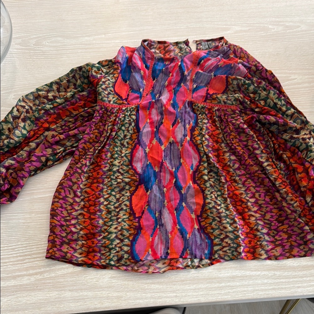 Diane Von Furstenberg Pink and Red Eclectic Blouse